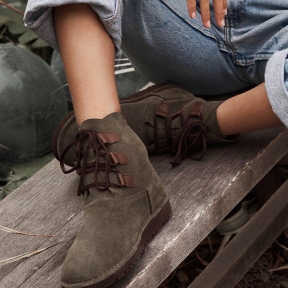 UGG Elvi Olive Green Classic Suede Harness Boots - Picture 3 of 12